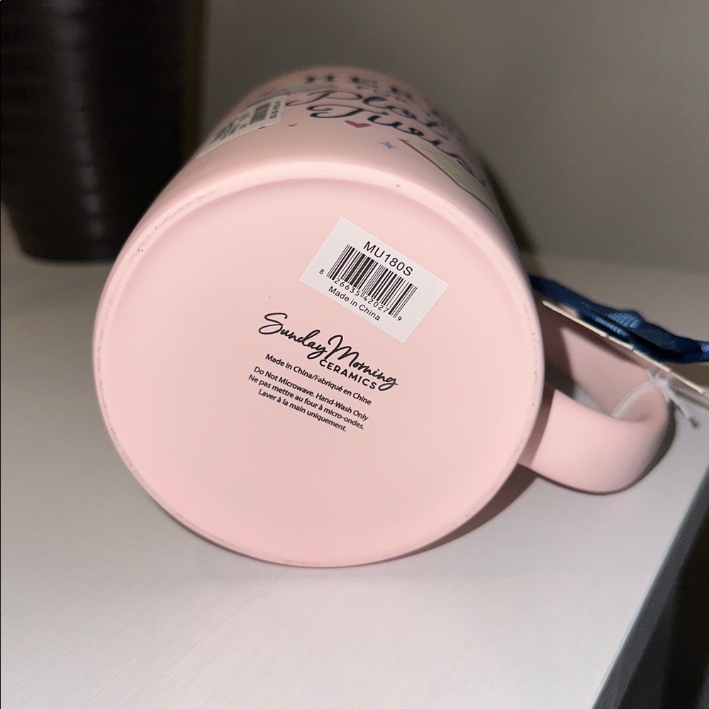 Pink 'Here for the Plot Twist' coffee mug blue inside book lover - Picture 4 of 4
